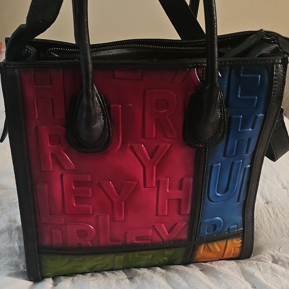 Colorful Embossed Leather Tote Bag